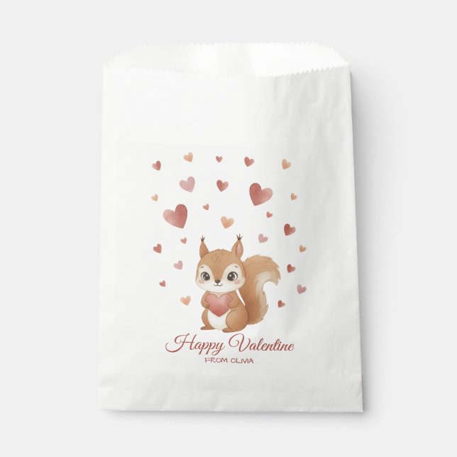 Cute Squirrel with Heart Valentine's Day Favor Bag (Front)
