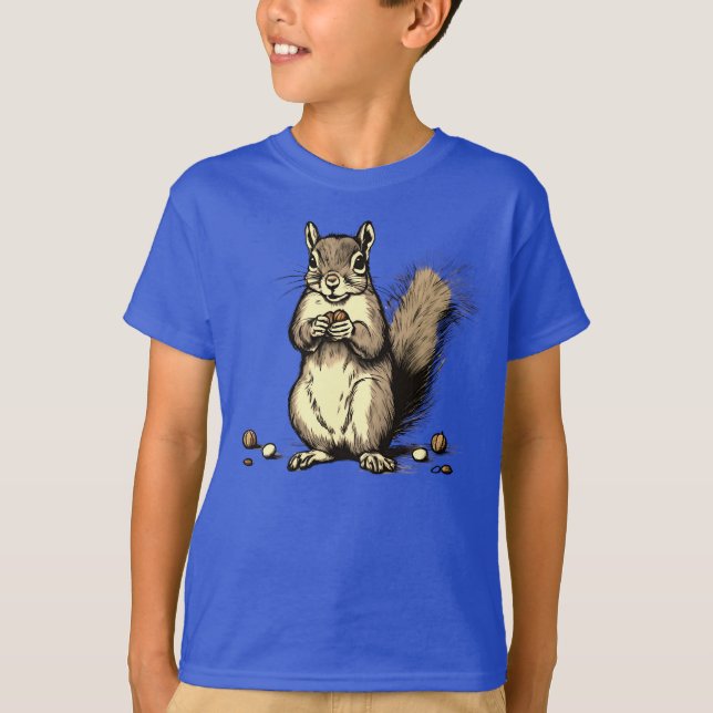 Cute Squirrel with its nuts for Animal Lovers T-Shirt (Front)
