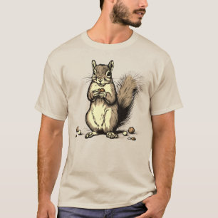 Cute Squirrel with its nuts for Animal Lovers T-Shirt