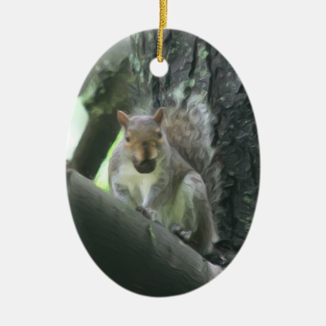 Cute Squirrel With Nut Animal Ornament (Front)