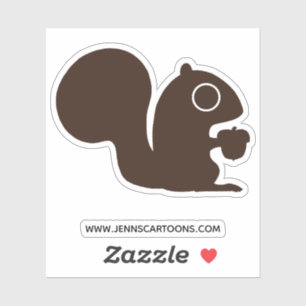 Cute Squirrel with Nut   Whimsical Woodland Animal Sticker