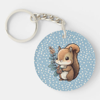 Cute Squirrel with Personalized Message Keychain