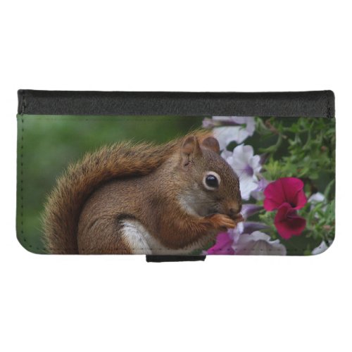 Cute Squirrel with Petunias iPhone 87 Wallet Case
