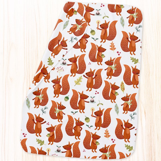 Cute Squirrel Woodland Baby Blanket (Fun Squirrel woodland animal baby blanket)