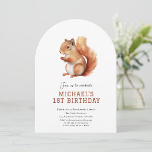 Cute Squirrel woodland birthday invitation
