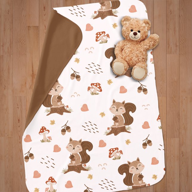 Cute Squirrel Woodland Forest Pattern Baby Blanket (Creator Uploaded)