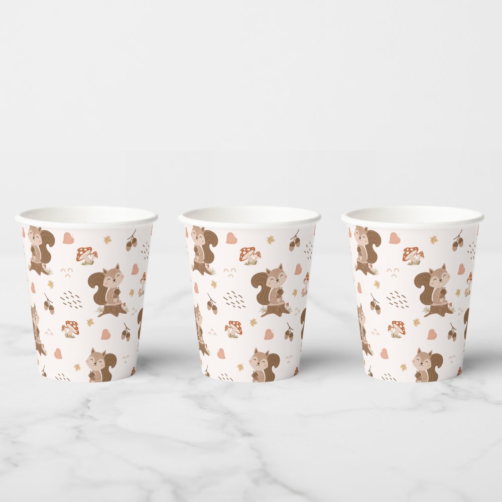 Disover Cute Squirrel Woodland Forest Pattern Paper Cups