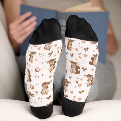 Cute Squirrel Woodland Forest Pattern Socks