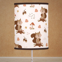 Cute Squirrel Woodland Forest Pattern Table Lamp