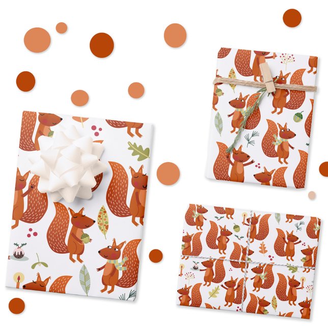 Cute Squirrel Wrapping Paper Sheets (Fun Squirrel pattern gift wrapping paper sheets)