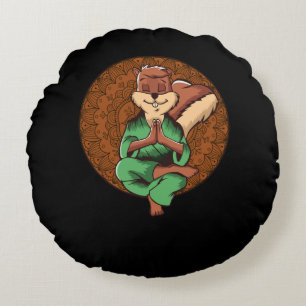 Cute Squirrel Zen Yoga Meditation Animal Buddha Round Pillow