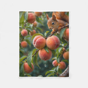 Cute Squirrels And Fresh Fruits Nature Fleece Blan Blanket