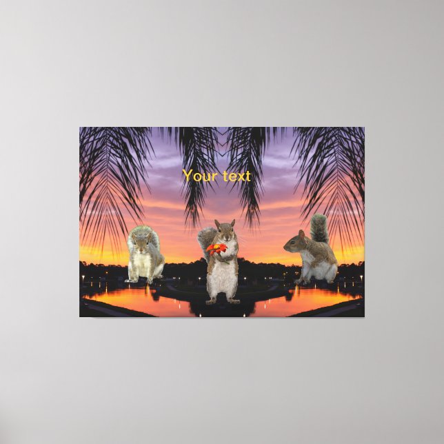Cute Squirrels at Tropical sunset  Canvas Print (Front)