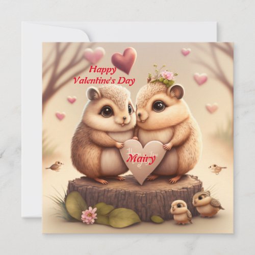 Cute squirrels in love  card