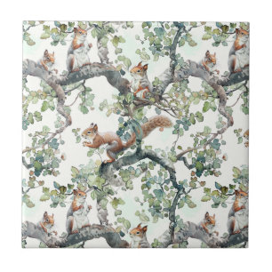 Cute squirrels pattern ceramic tile