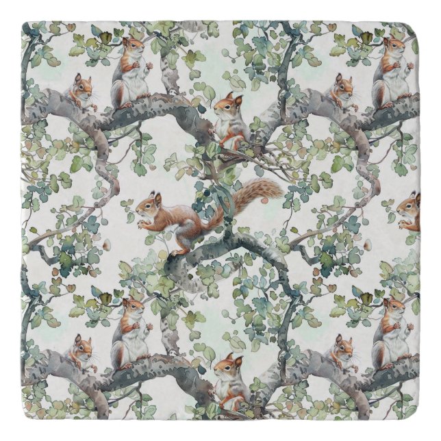 Cute squirrels pattern trivet (Front)