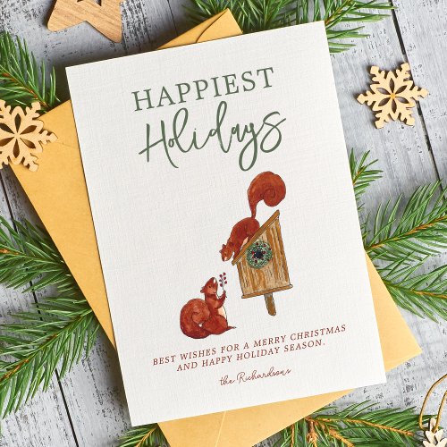 Cute Squirrels Photo Collage Holiday Card