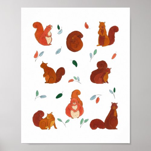 Cute Squirrels  Poster