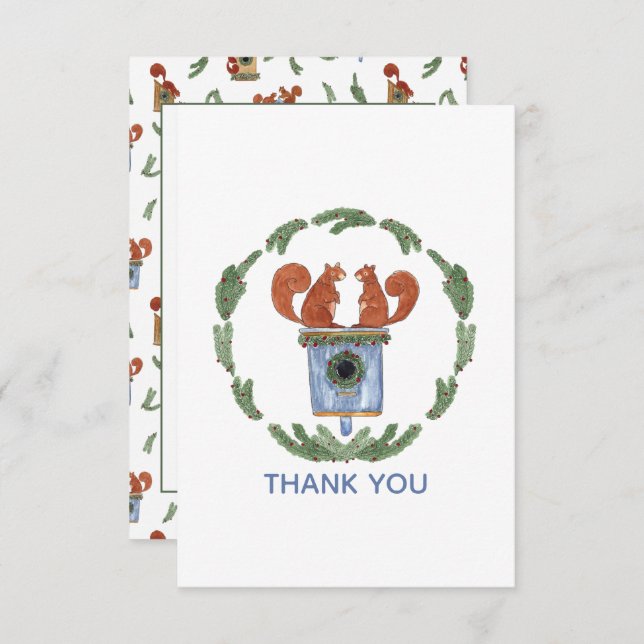 Cute Squirrels  Thank You Card (Front/Back)