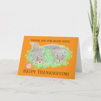 Cute Squirrels Thanksgiving Friends Folded Holiday Card