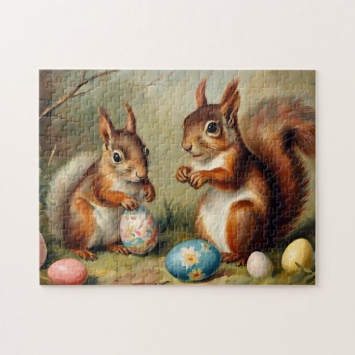 Cute Squirrels With Easter Eggs Jigsaw Puzzle