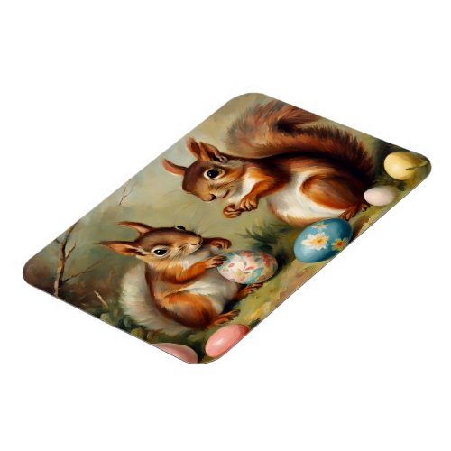 Cute Squirrels With Easter Eggs Magnet