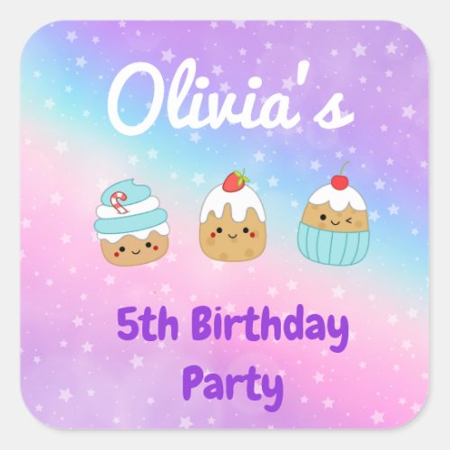 Cute  Squishmallow Cake Squad Birthday  Square Sticker