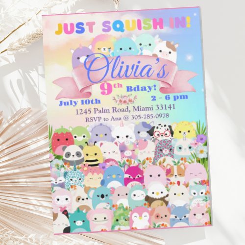 Cute Squishy Toy Birthday Party Invitation