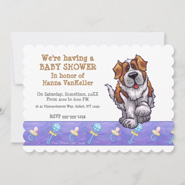 Cute St. Bernard Baby Shower Invitation (Front)