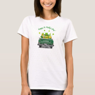 Cute St. Paddy's Day Gnome Vintage Green Truck T-Shirt