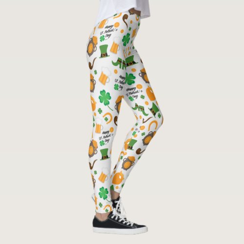 Cute St Paddys Day Irish Themed Pattern Leggings