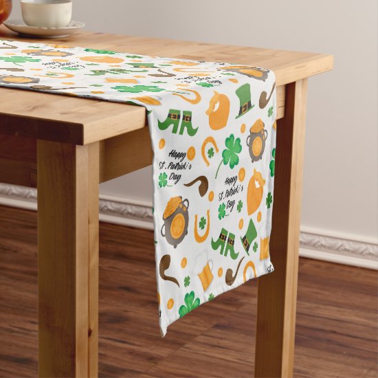 Cute St. Paddy's Day Irish Themed Pattern Short Table Runner