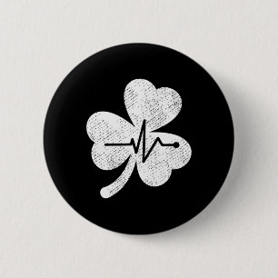 Cute St Paddys Day Nurses Scrub Top Nurse St Patri Button