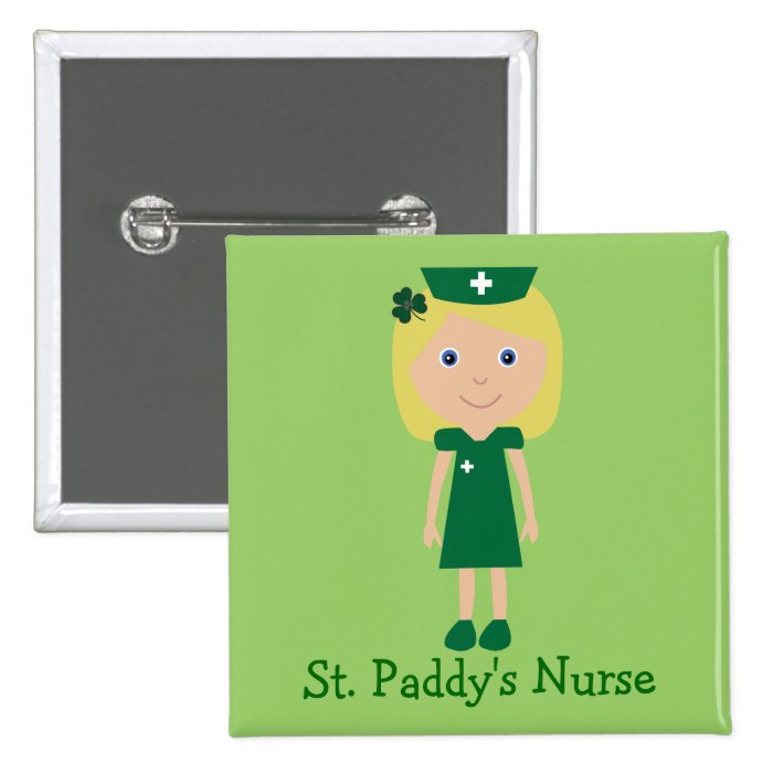 Cute St. Paddy's Nurse Cartoon Character Pin