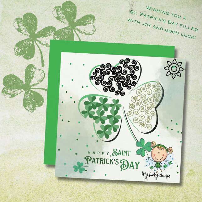 Cute St. Patrick Little Girl  Holiday Card (Cute St. Patrick Little Girl Holiday Card )