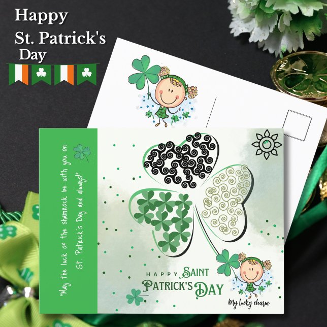 Cute St. Patrick Little Girl  Postcard (Cute St. Patrick Little Girl Postcard)