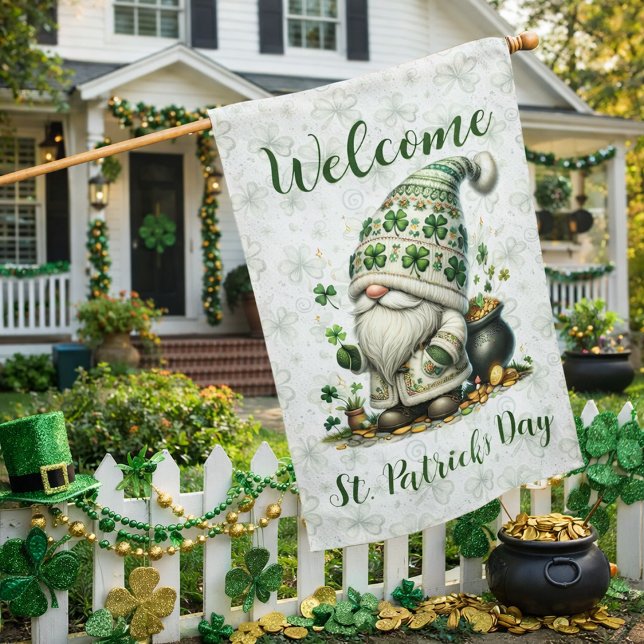 Cute St. Patrick’s Day Gnome With Pot of Gold  House Flag (Creator Uploaded)