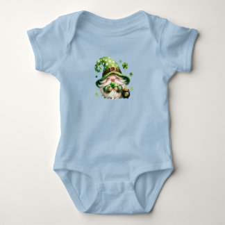 Cute St. Patrick’s Day Gnome with Shamrocks Baby Bodysuit