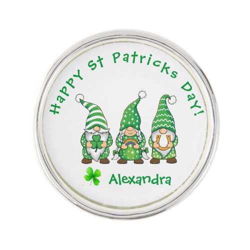 Cute St Patrickâs Day GnomesShamrock Lapel Pin