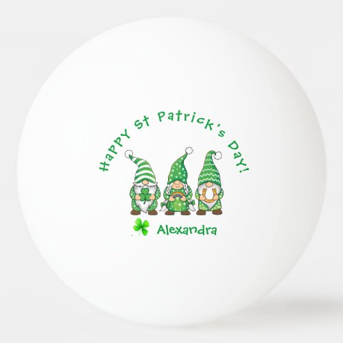 Cute St Patrickâs Day GnomesShamrock Ping Pong Ball