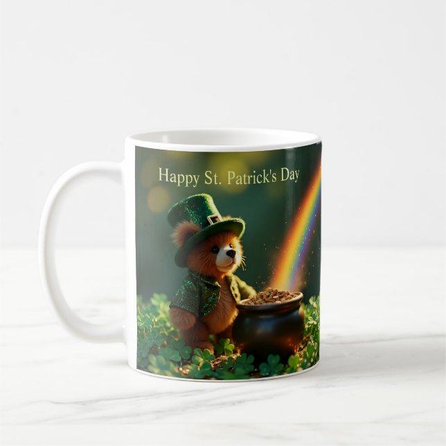 Cute St. Patrick’s Day Teddy Bear Coffee Mug (Left)