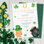 Cute St Patrick watercolor gnome lucky baby shower Invitation