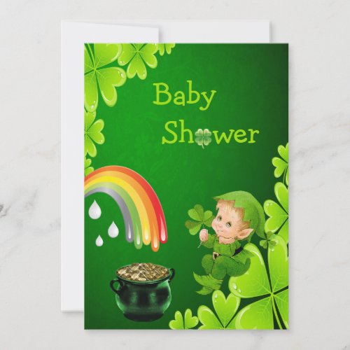 Cute St Patricks Day Baby Shower Invitation