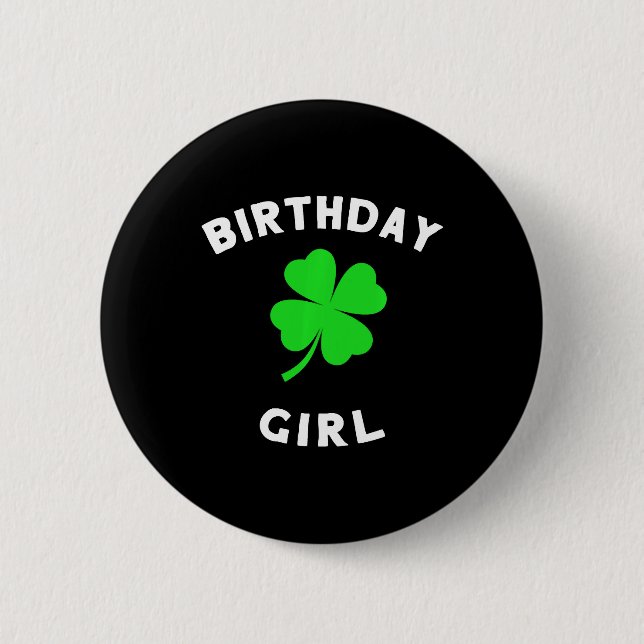 Cute St Patricks Day Birthday For Girls Button (Front)