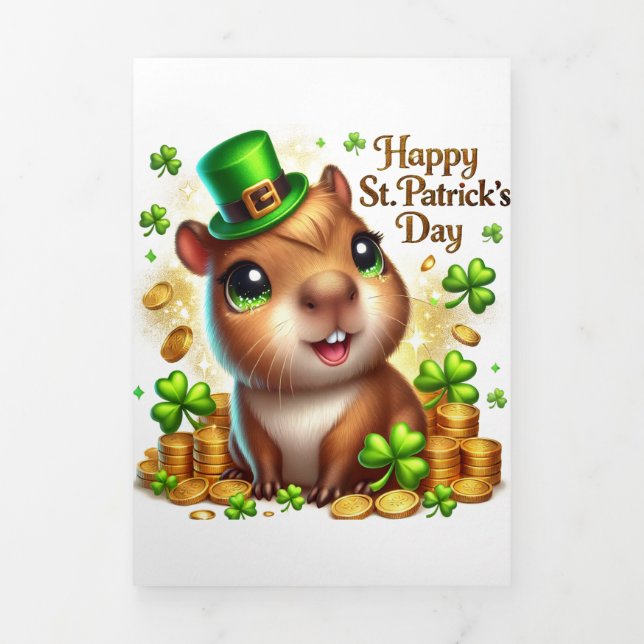 Cute St Patrick's Day card with Festive Capybara  (Cover)