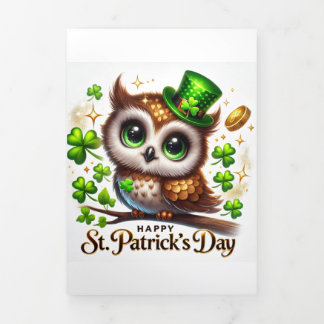 Cute St Patrick's Day card with Festive Owl