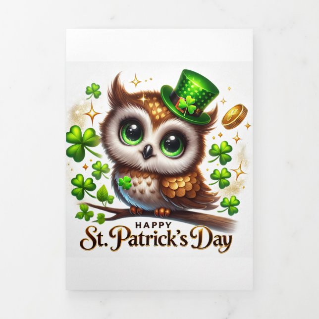Cute St Patrick's Day card with Festive Owl  (Cover)