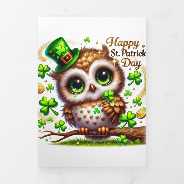 Cute St Patricks Day card with Owl  (Cover)