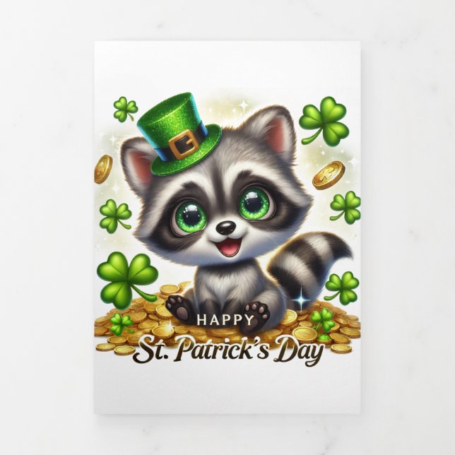 Cute St Patrick's Day card with Raccoon  (Cover)