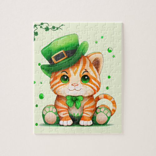 Cute St Patricks Day Cat Jigsaw Puzzle